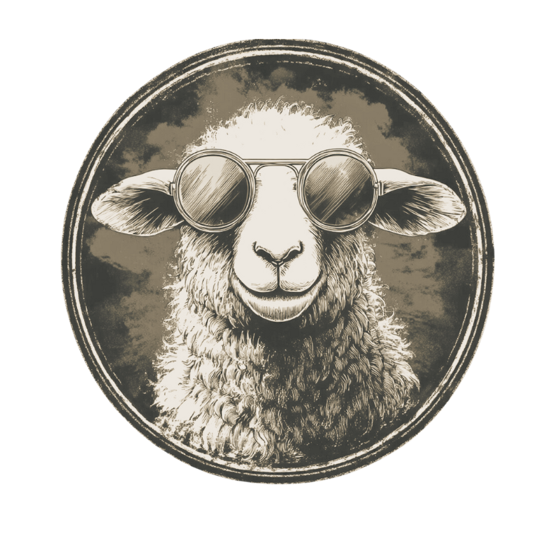 Nur ein Schaf mit Sonnenbrille?