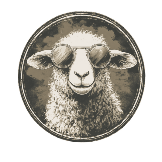 Nur ein Schaf mit Sonnenbrille?